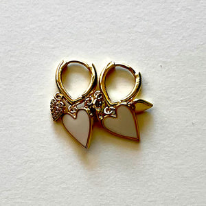 The white heart earrings