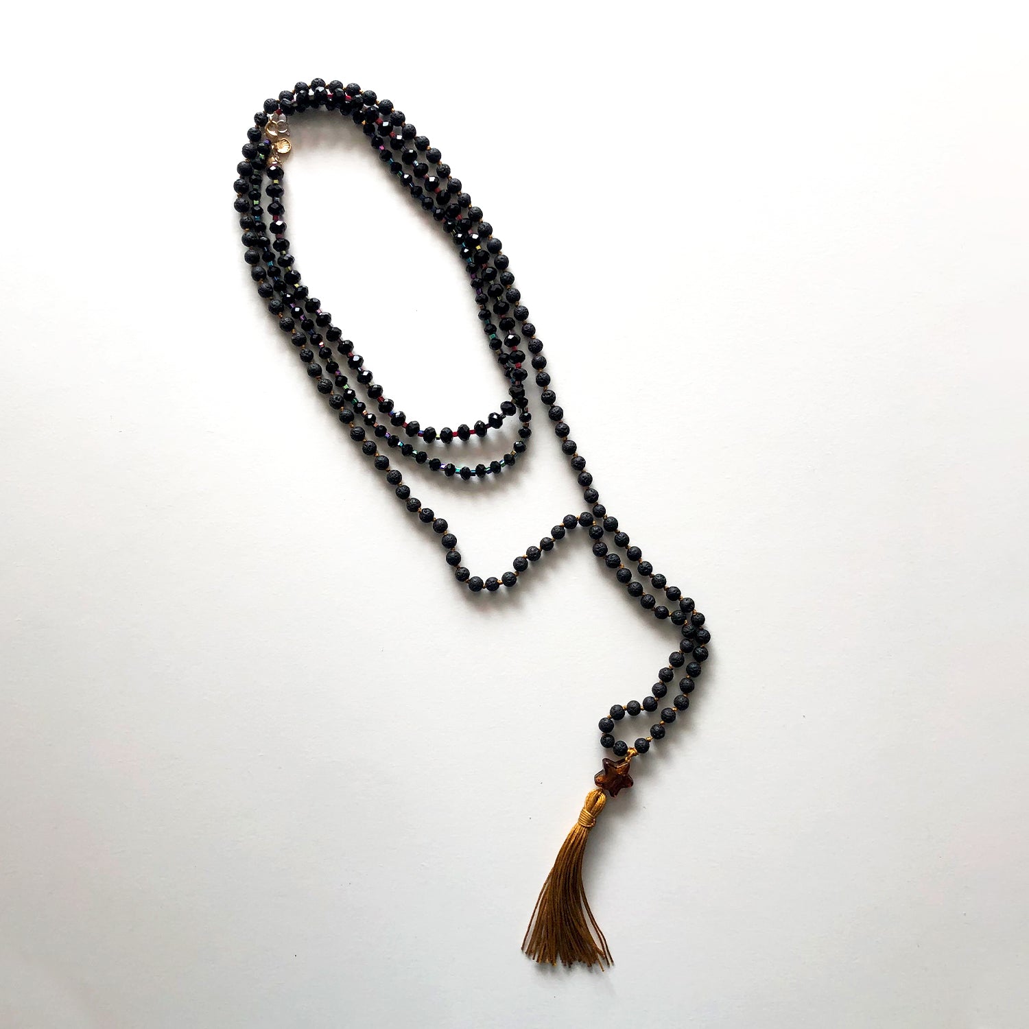 Black japamala and crystal necklaces