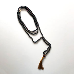 Black japamala and crystal necklaces