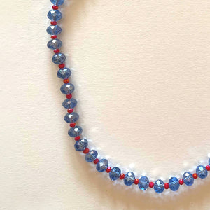 The blue and red crystals necklace