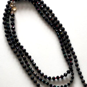 Black japamala and crystal necklaces