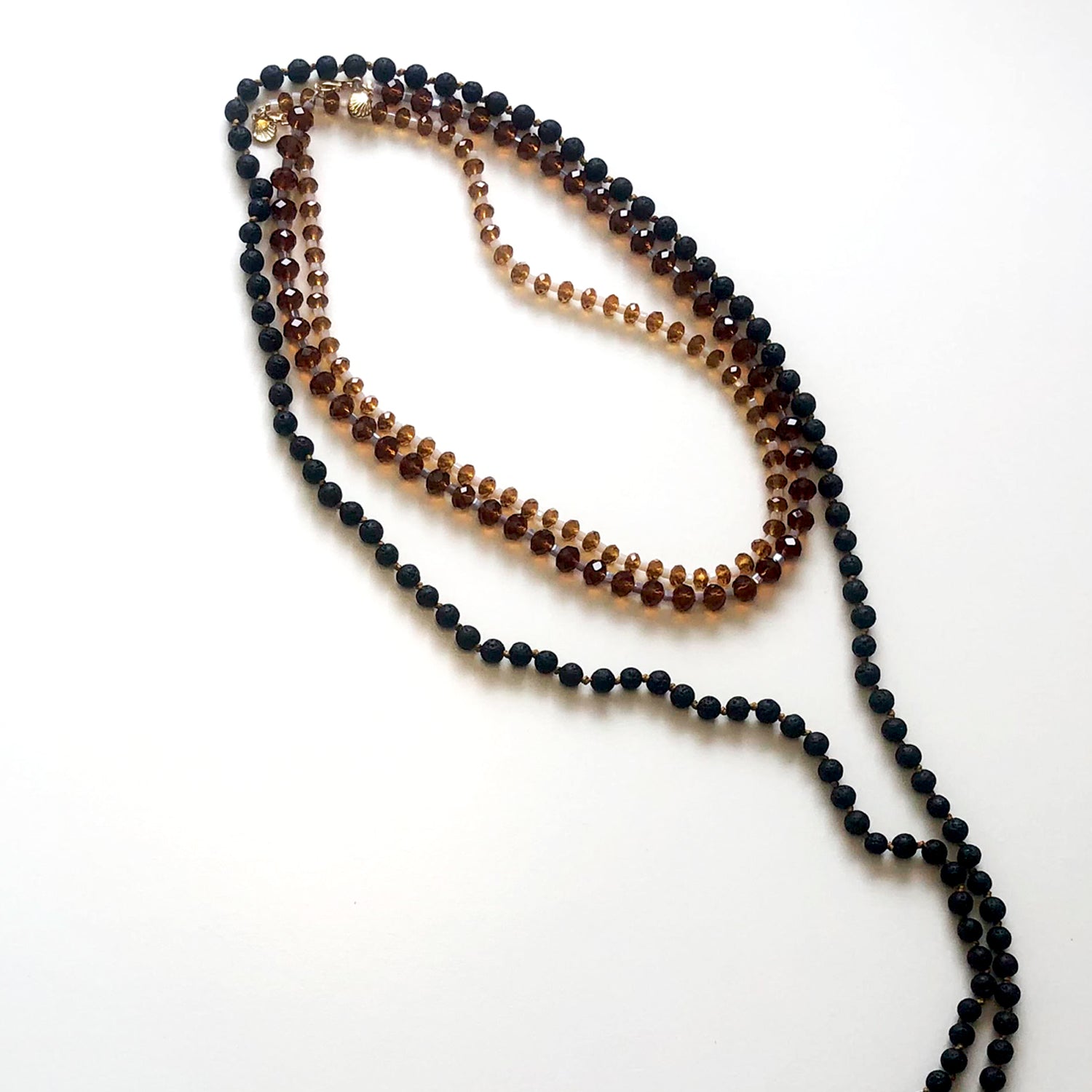 Japamala and brown crystal necklace