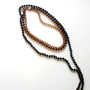 Japamala and brown crystal necklace