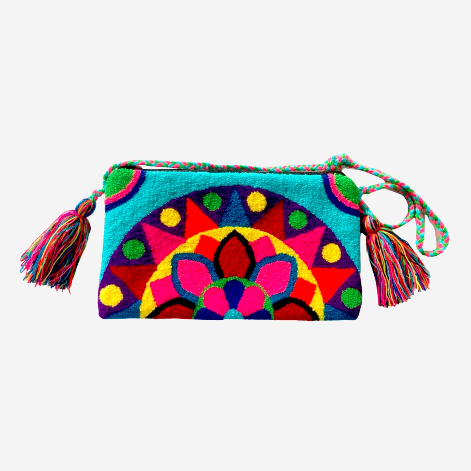 Wayuu clutch big -  turquoise