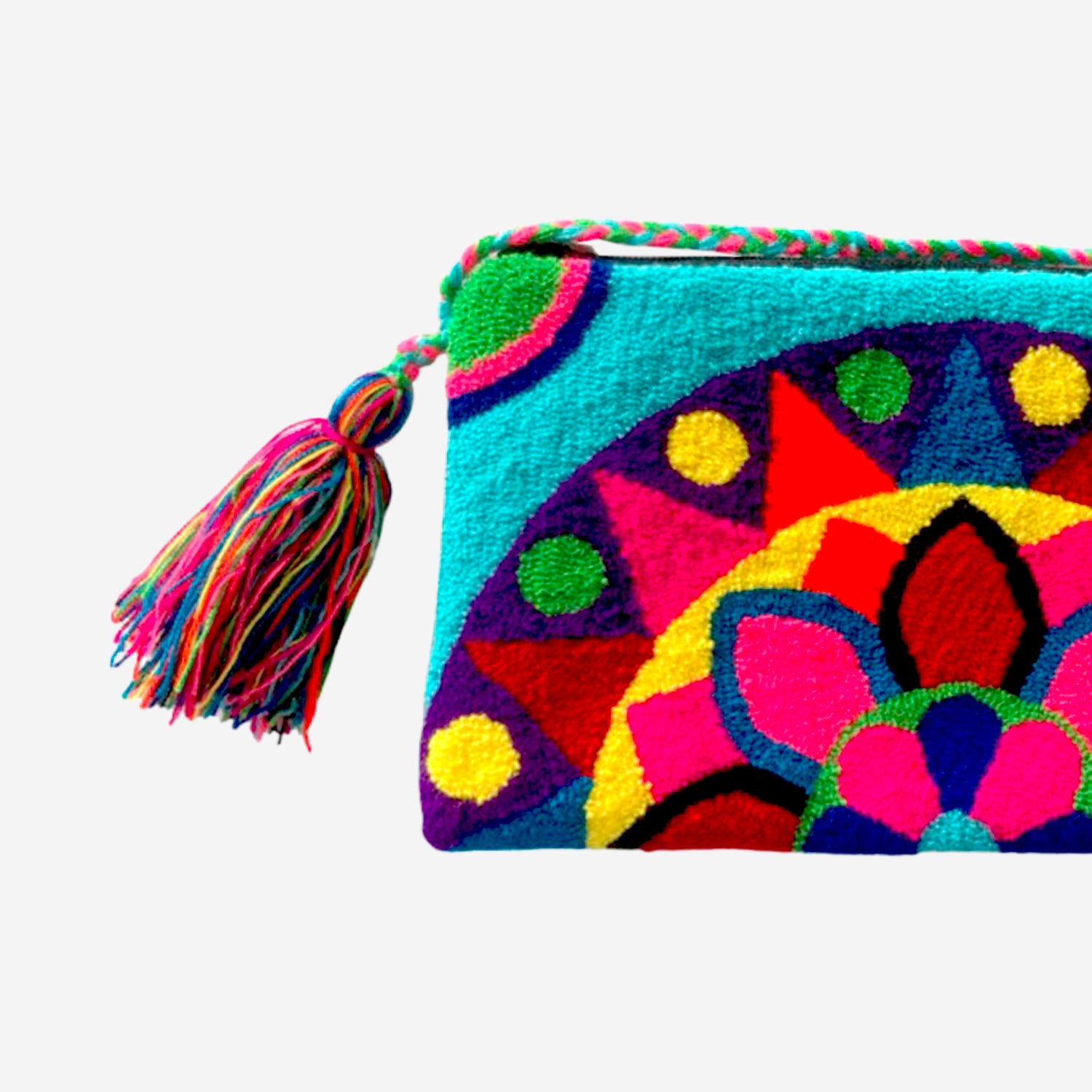 Wayuu clutch big -  turquoise