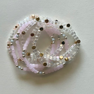 Crystal bracelets white and pink