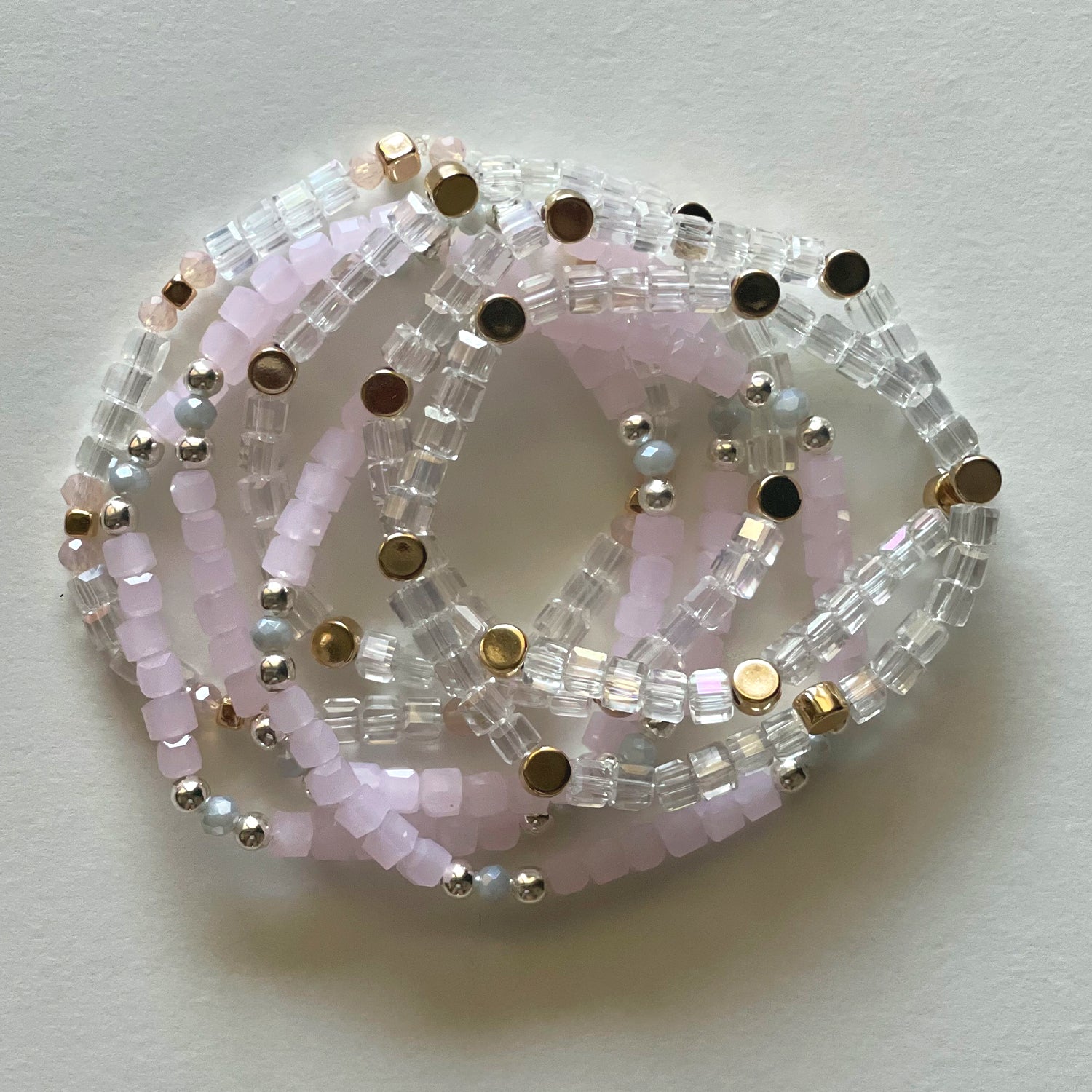 Crystal bracelets white and pink
