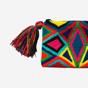 Wayuu clutch small - geometric blue