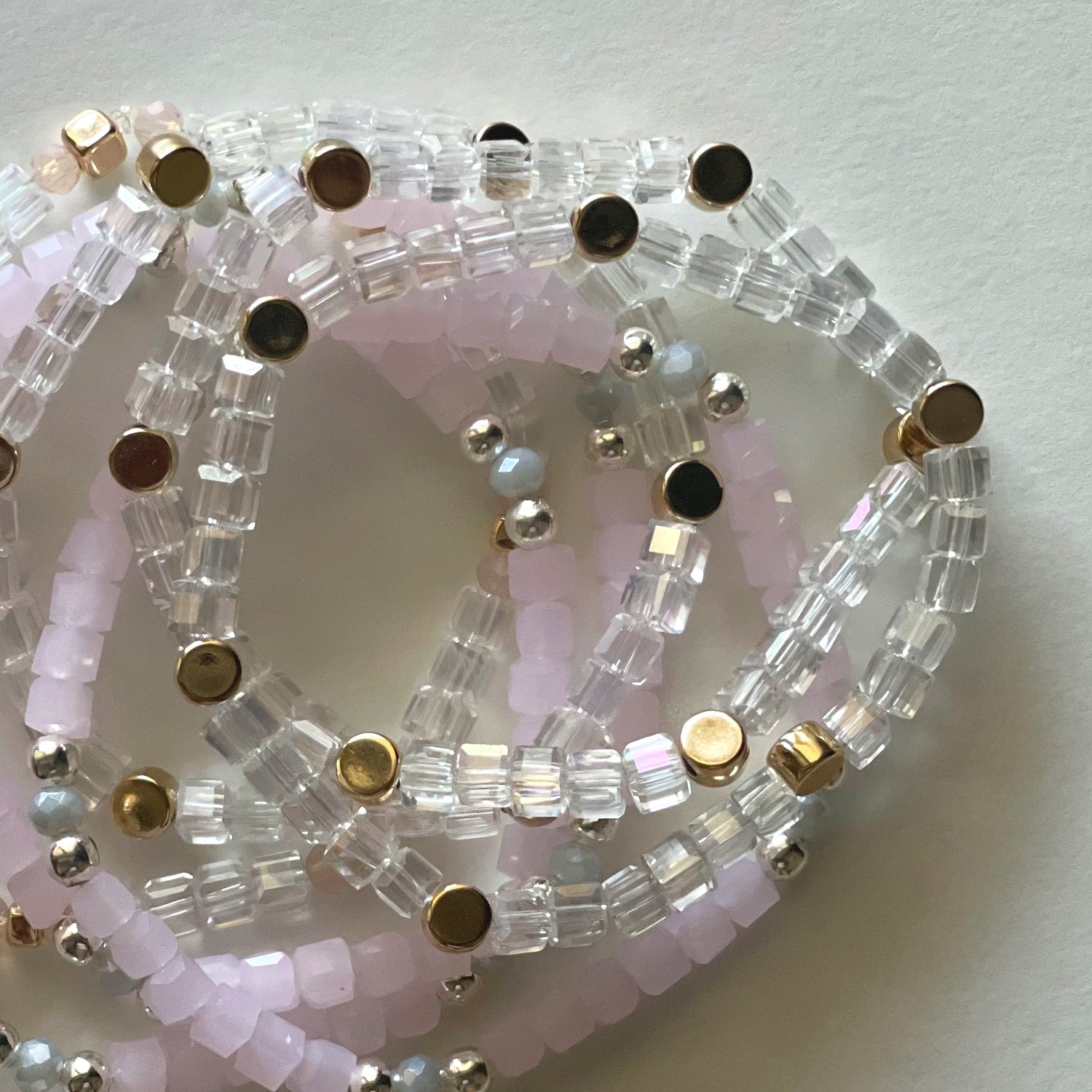 Crystal bracelets white and pink