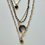 Load image into Gallery viewer, The black moon, heart and lock necklace
