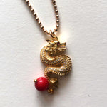 Load image into Gallery viewer, Red crystal and dragon necklace set
