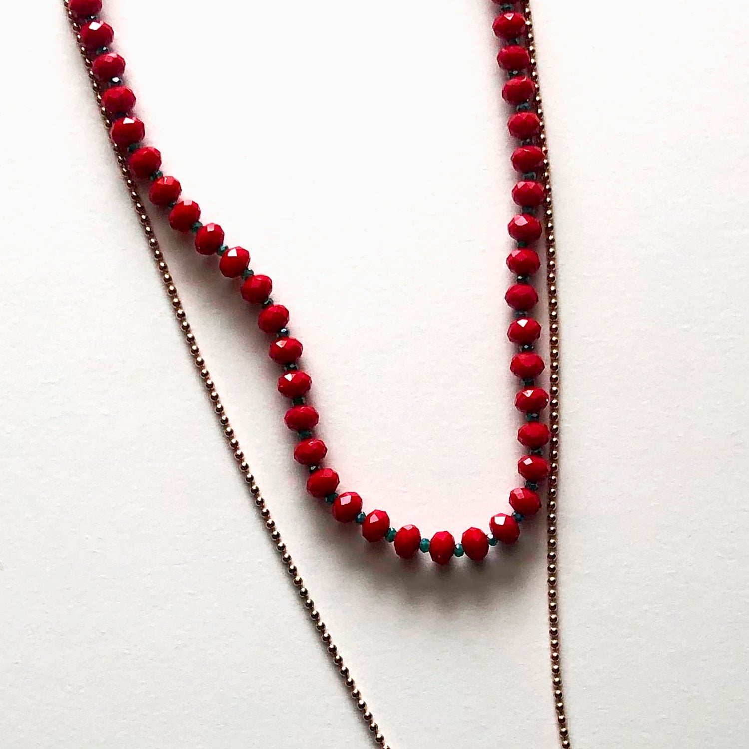 Red crystal and dragon necklace set