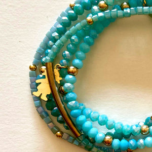 Crystal bracelets blue- 5 bracelets