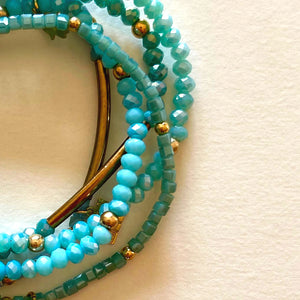Crystal bracelets blue- 5 bracelets