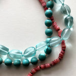 Load image into Gallery viewer, Turquoise crystal necklace with coral and turquoise partners
