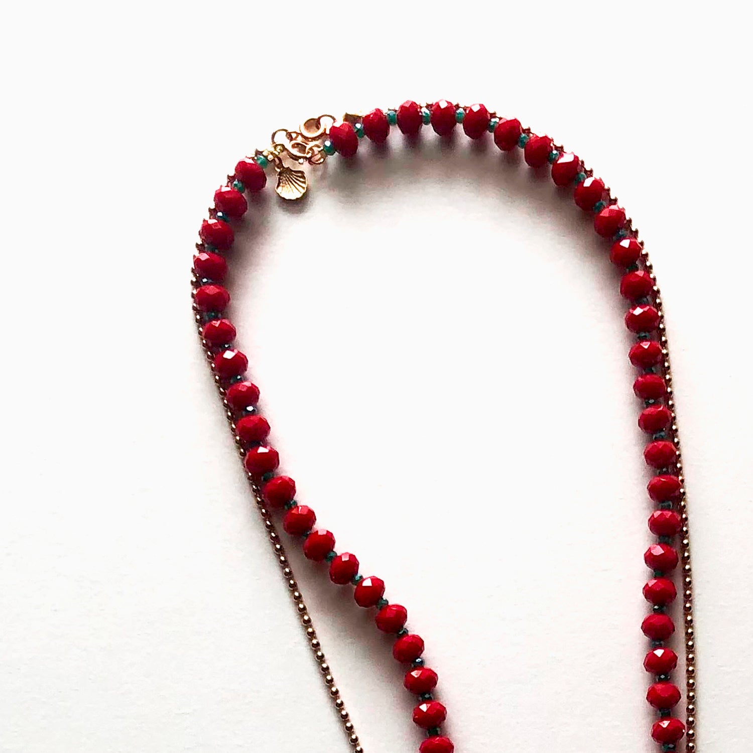 Red crystal and dragon necklace set