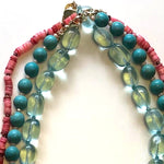 Load image into Gallery viewer, Turquoise crystal necklace with coral and turquoise partners
