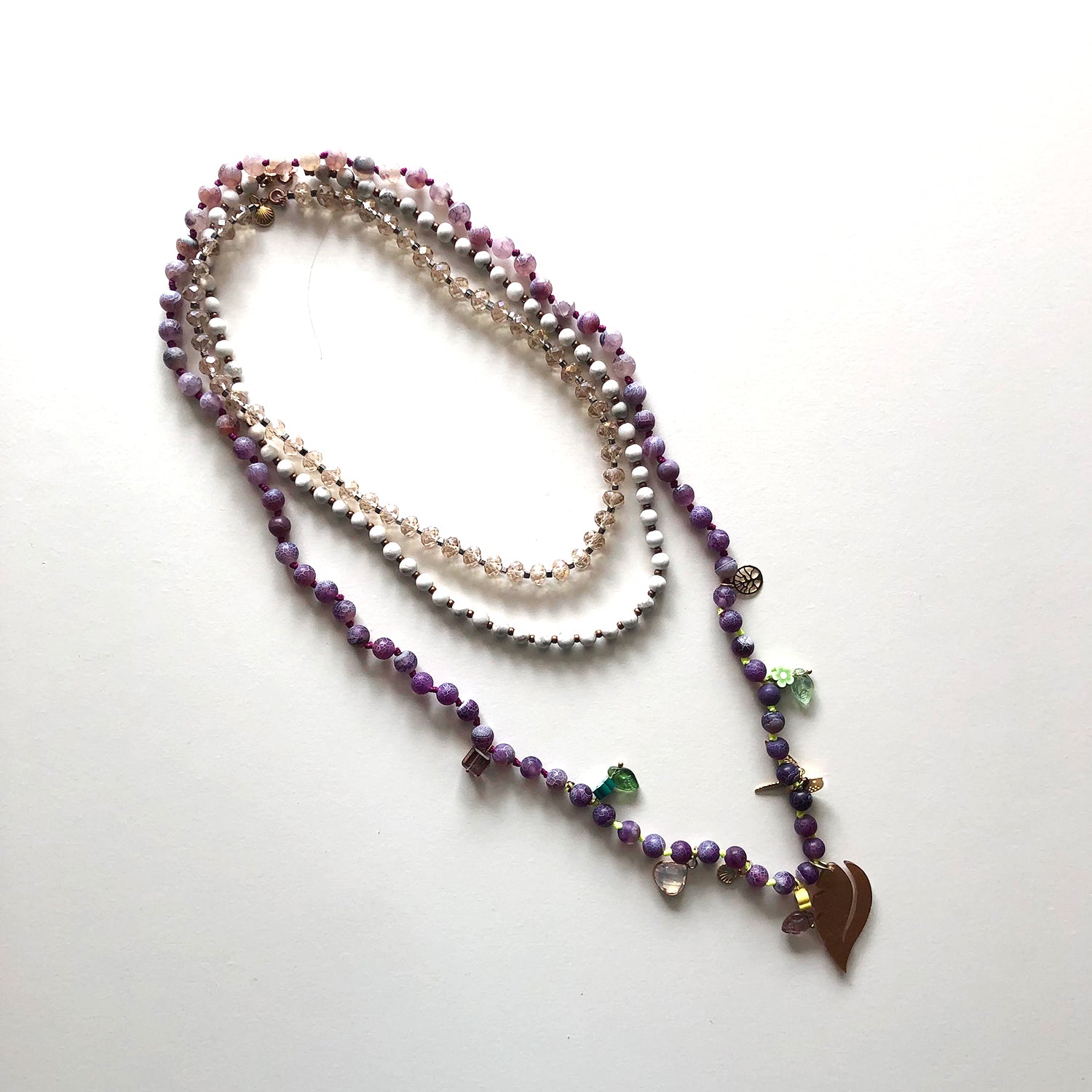 The purple, white and nature necklace