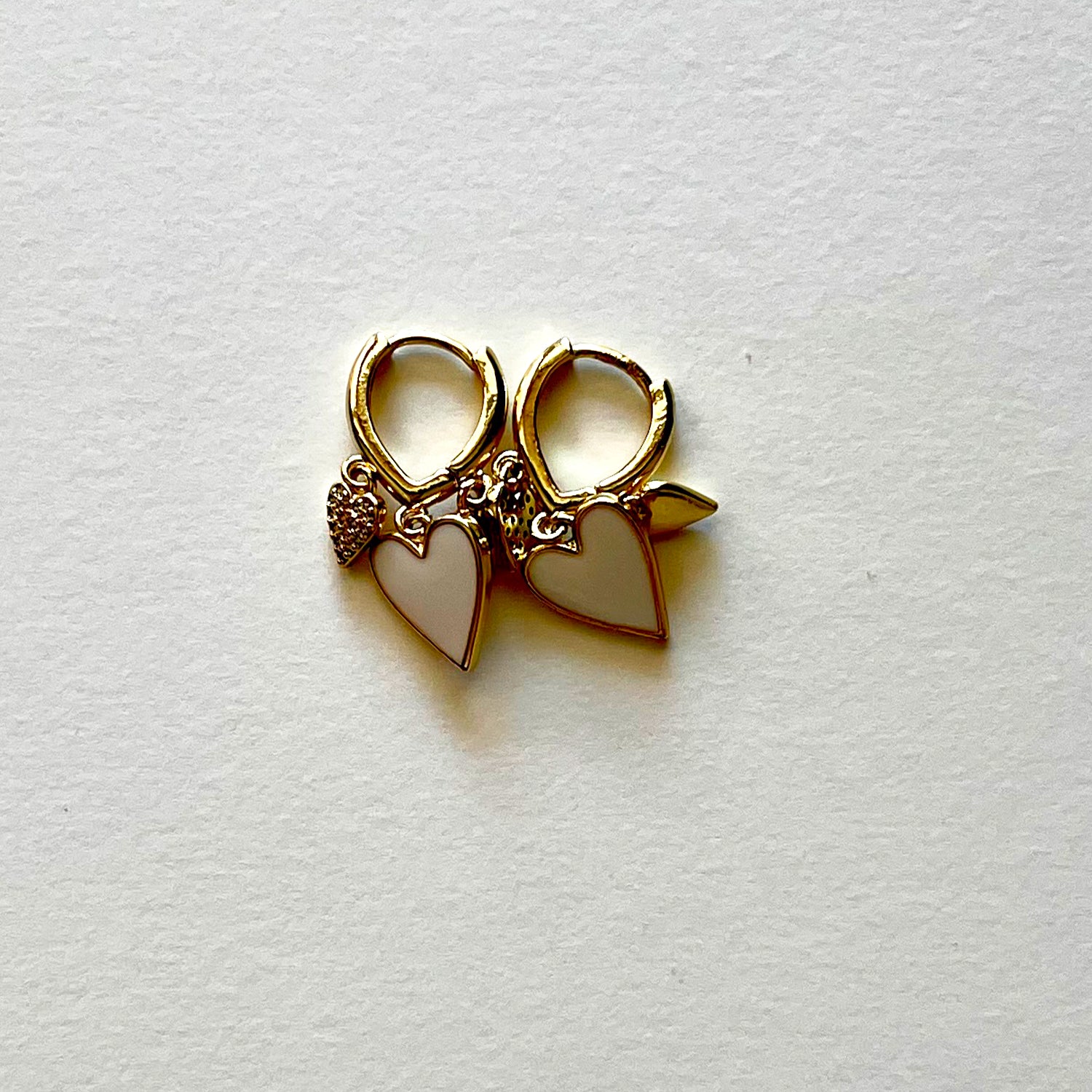 The white heart earrings
