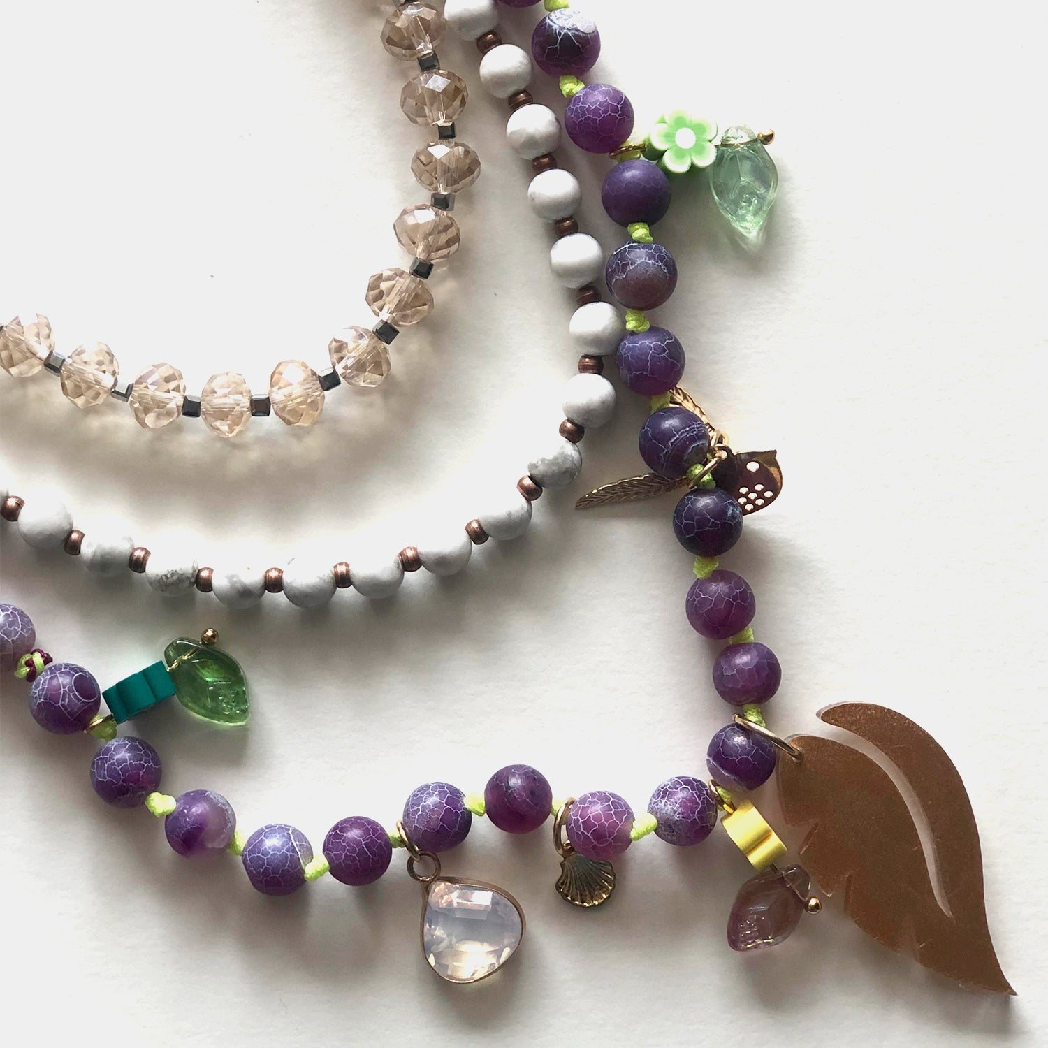 The purple, white and nature necklace
