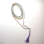 Load image into Gallery viewer, Violet Japamala and blue and white crystal necklace
