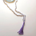 Load image into Gallery viewer, Violet Japamala and blue and white crystal necklace

